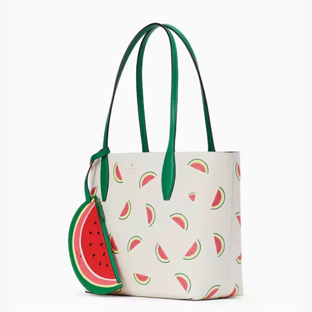 💕 NWT 3 Items Bundle Kate Spade ♠️ Watermelon Tote + 🍉 Wristlet + Wallet 🍀🍉